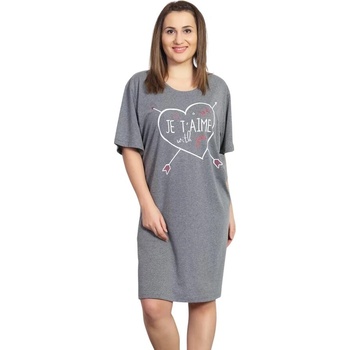 Макси нощница в тъмносив цвят с надпис и сърце