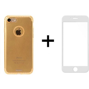 REMAX Стъклен протектор with soft edges + Case Remax Crystal, for iPhone 7/8 Plus, White - 52334 (DE-52334)