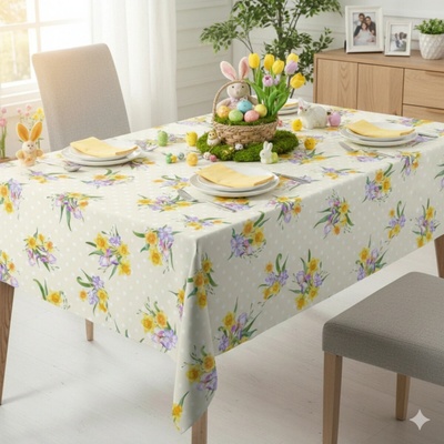 Forbyt Ubrus s nešpinivou úpravou Narcis a tečky 140x180 cm