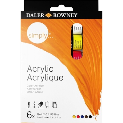 Daler Rowney SIMPLY sada akrylových barev 6 x 12 ml