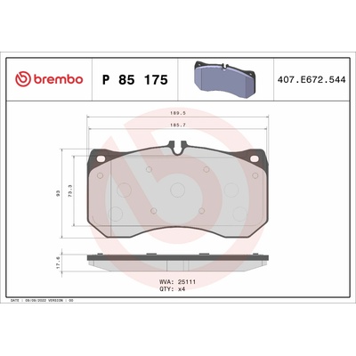 BREMBO Súprava brzdových doštičiek P 85 175