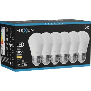 Mexen Nova 6x LED крушка E27, G45, 10W, Топла - 3000K, 1055 lm - L101-E27-1030-01x06 (L101-E27-1030-01x06)