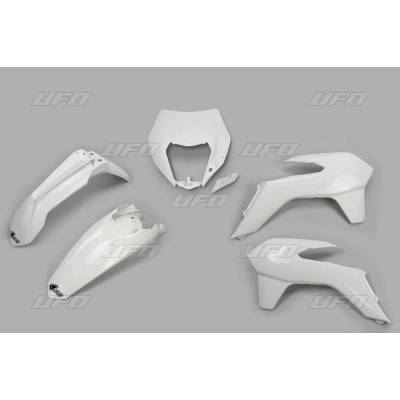 UFO kompletní sada plastů KTM EXC/EXCF 14-16 s krytem světla barva bílá (KT524E047)