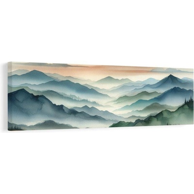 Obraz klid nad modrými horami - 120x40