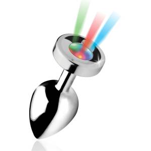 XR Brands Booty Sparks - анален разширител с LED светлина - голям - сребрист - lovesexshop