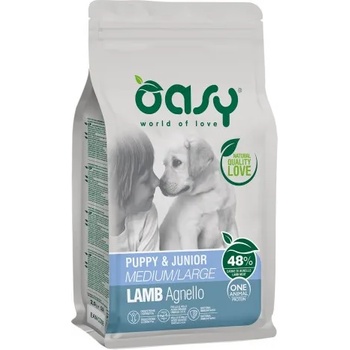 Oasy Lamb MEDIUM - LARGE Monoprotein Puppy Junior - пълноценна храна за подрастващи кучета до 12 месеца, от средни, едри породи, с агнешко месо, БЕЗ ЗЪРНО, 2, 5 кг - Италия