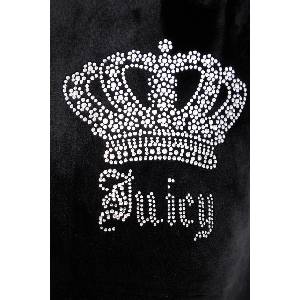 Juicy Couture суичър с качулка дамски от кадифе GOTHIC CROWN (JCBAS126805)