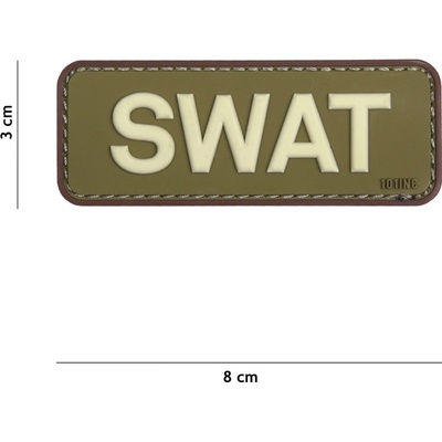 Gumová nášivka 101 Inc nápis SWAT - coyote