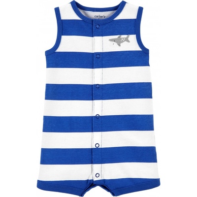 CARTER'S Overal letní Blue Stripe Shark chlapec
