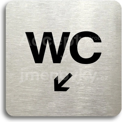 ACCEPT Piktogram WC vlevo dolů - stříbrná tabulka - černý tisk bez rámečku