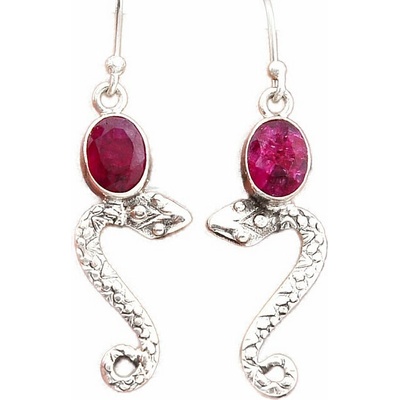 Nefertitis Rubín indický - upravený náušnice stříbro Ag 925 46622 NF56979 - 2,7 cm, 4 g