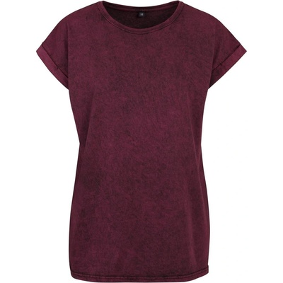 Build Your Brand Ležérne dámske tričko Acid Washed Berry čierna