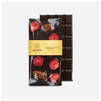 Čokoládovna Janek Hořká s pekany a lyofilizovanými jahodami 95 g