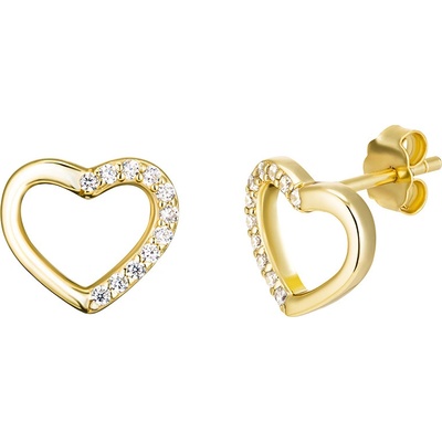 Preciosa Pozlacené stříbrné náušnice srdce True Love s kubickou zirkonií Preciosa 5437Y00