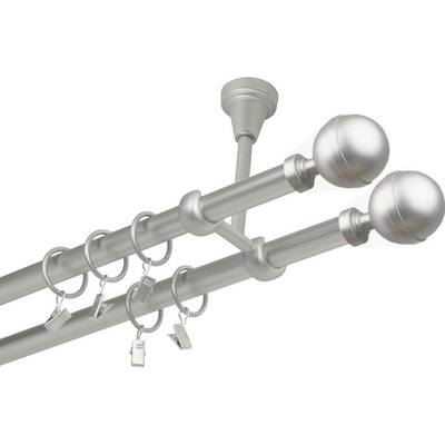 OK-GarnýžeCZ Garnýž kovová dvouřadá 16mm Kalisto double satina 250 cm do stropu / kroužky s žabkou