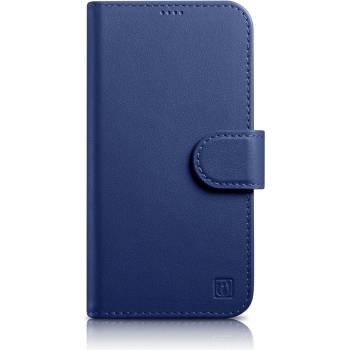 ICARER Флип кейс 2в1 от естествена кожа iCarer Wallet Case за iPhone 14 Plus, Anti-RFID, син, (WMI14220727-BU) (WMI14220727-BU)