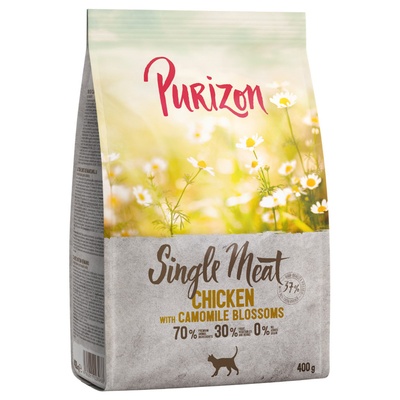 Purizon 15% намаление! 2 x 400 г Purizon за котки на специална цена! - Single Meat пиле с лайка