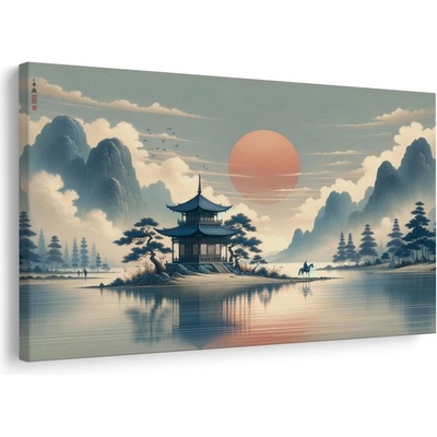 Obraz japonský chrám a jezero - 90x60