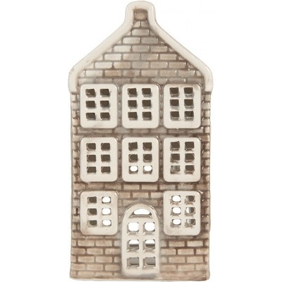 Šedý keramický domek na čajovou svíčku Lamont - 7*7*14 cm - Clayre & Eef