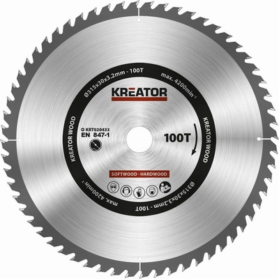 Kreator KRT020433 Pílový kotúč na drevo 315mm, 100T