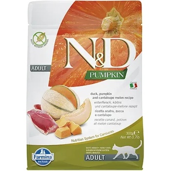 Farmina N&D Cat Pumpkin Duck&Cantalope Melon Adult - пълноценна храна за котки в зряла възраст с патица, тиква и пъпеш; без зърно 0.300 кг