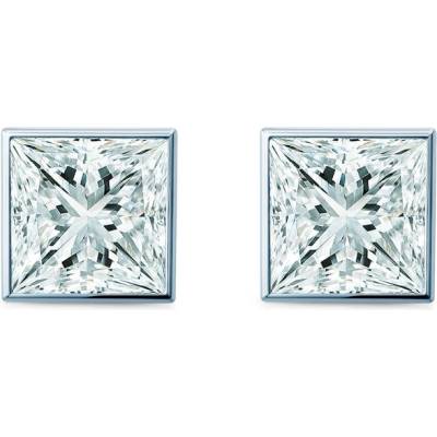 SAVICKI Обеци Pure: бяло злато, лабораторни диаманти с шлифовка "принцеса