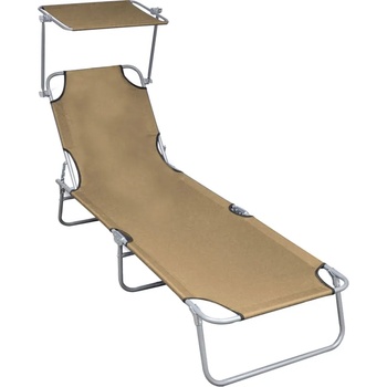 Image 1 of vidaXL Сгъваем шезлонг с козирка, таупе, алуминий (47773)