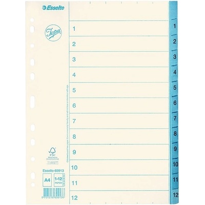 ESSELTE Регистър, картон, a4, 1-12, esselte, бял 69913 (69913)