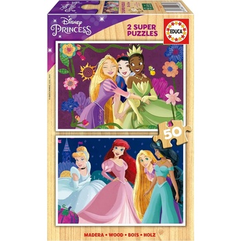 Educa Детски дървен пъзел Educa - Disney Princess, 2 х 25 части (EDU19672)
