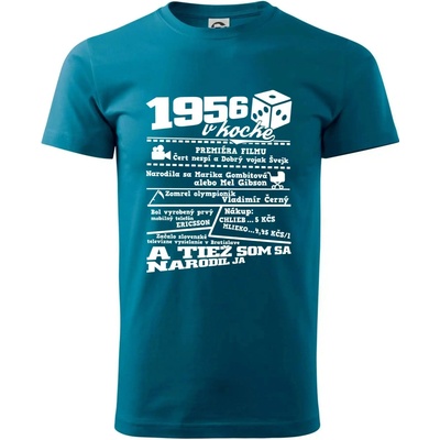 1956 v kocke tričko petrolejová