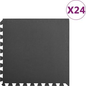 vidaXL Постелки за под 24 бр 8, 64 м2 EVA пяна черни (92463)