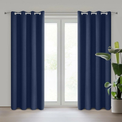 EUROFIRANY ZATEMŇOVACÍ ZÁVĚS NA KROUŽCÍCH ADLEY 135X250 CM TMAVĚMODRÁ