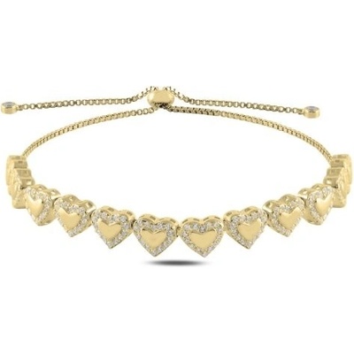 Olivie stříbrný srdíčkový náramek GOLD 7678