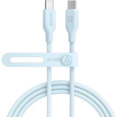 Кабел с бързо зареждане за устройства с USB-C - Anker 544 Bio-Based USB-C to USB-C Cable 140W (син) (90 см) (A80F1H31)
