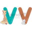 Janod drevené písmeno V Sophie The Giraffe tyrkysové hnedé