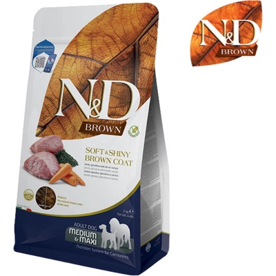 N&D Brown Dog Adult Medium & Maxi Grain Free Lamb Spirulina & Carrot 2 kg