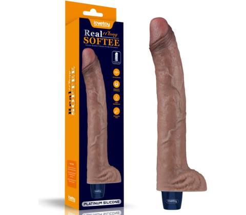 LoveToy Real Softee Vibrating Dildo 10.5" Brown