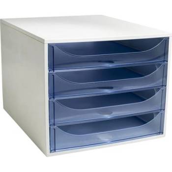 Exacompta Кошница за съхранение, пластмасова, 4 чекмеджета, EXACOMPTA "Ecobox Linicolor", ледено синя 228610D (228610D)