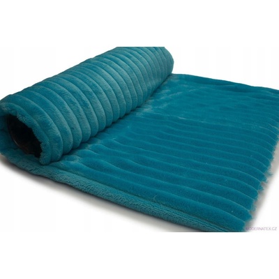 Látka mínky proužky, 300 g/m², šíře 160 cm, metráž, tyrkysová