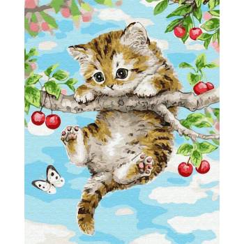 Norimpex - Puzzle Diamant painting: Kitten on a cherry tree 30x40cm - 1 - 39 piese