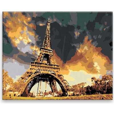 Maľovanie podľa čísel Eiffelova veža pod mrakom