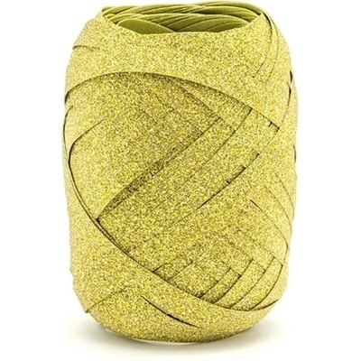 Vázací stuha zlatá s glittrem 10m x 5mm