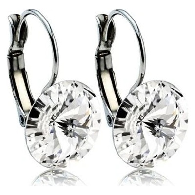Swarovski Elements Rivoli vlepený krystal Ocelové náušnice visací bílé kulaté 31106.1 Crystal bílá čirá křišťálová