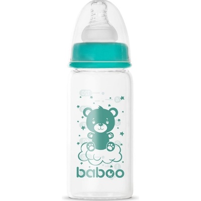 Baboo Anti colic Glass Feeding Bottle Narrow Neck skleněná kojenecká láhev 120 ml
