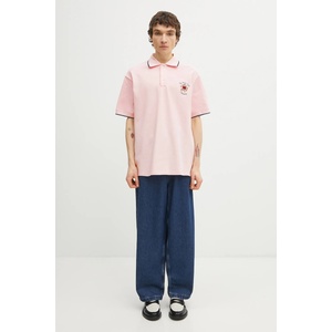 Drôle de Monsieur тениска с яка мъжка от памук Polo Piqué Slogan Rose (J.PL161.CO264.LPI)