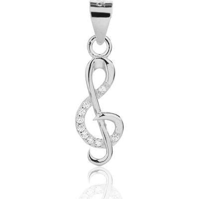 JVD Strieborný prívesok so zirkónmi husľový kľúč SVLP1442XJ6BI00