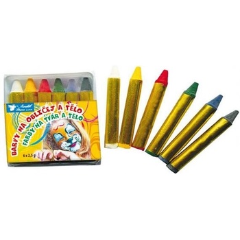 Barvy na obličej a tělo 6 ks v sáčku 6 x 7 cm karneval