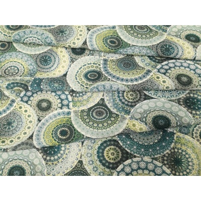 Dekoračná látka MANDALA modro zelená 140 cm