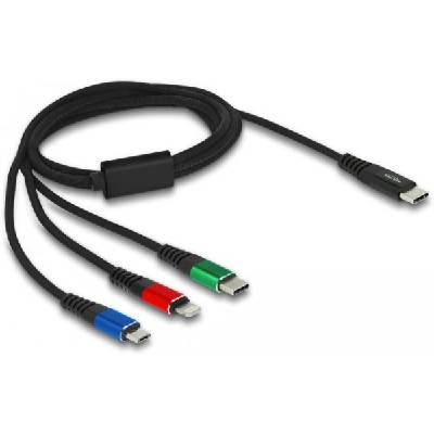 Кабел за зареждане Delock 3 в 1, USB-C - Lightning - Micro USB - USB Type-C, 1m