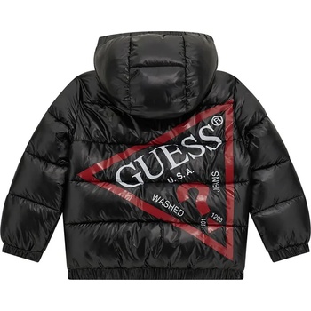 GUESS Спортно яке за мини момче в черен цвят и голямо контрастно лого Guess на гърба